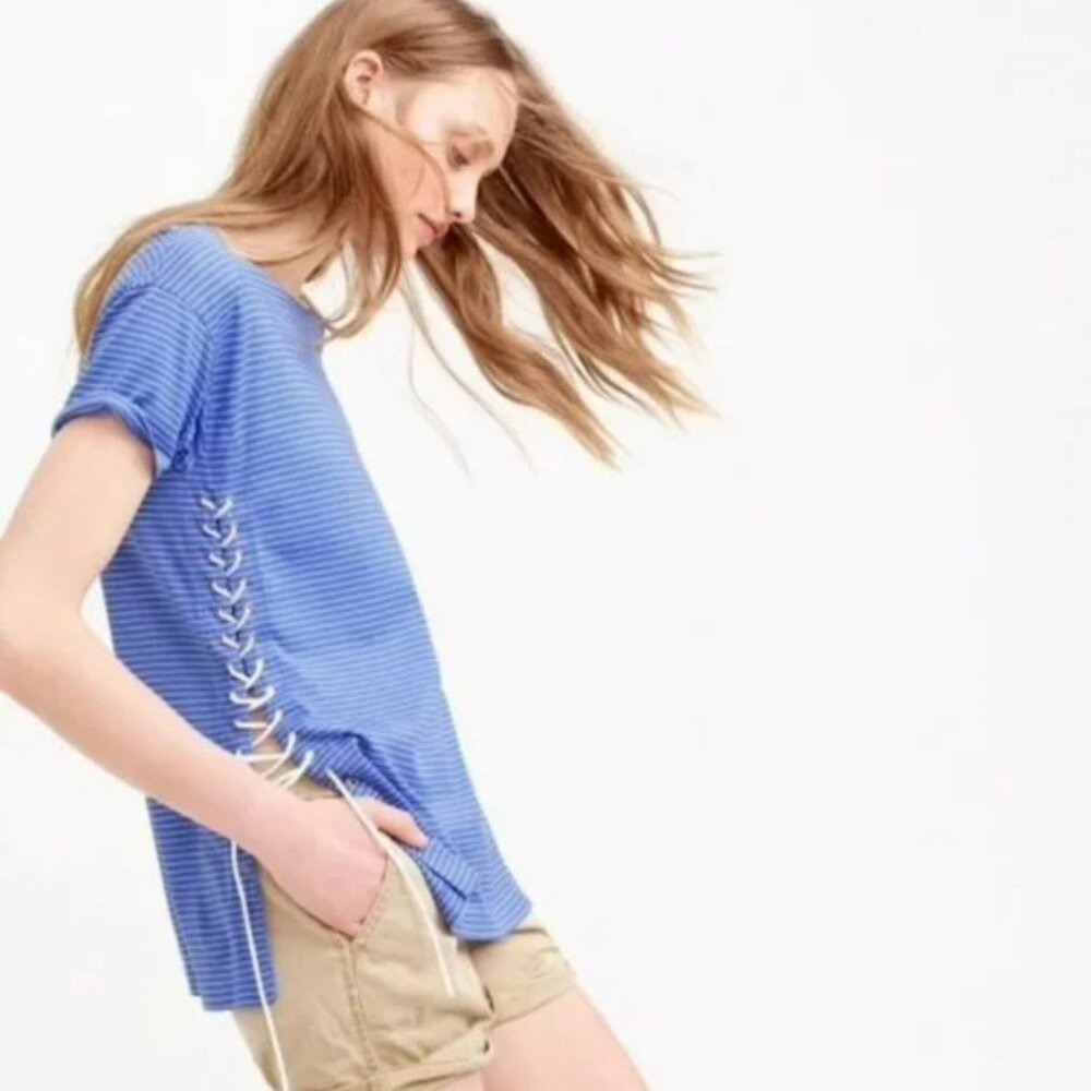 J Crew Stripe Side Lace-Up Tunic T-Shirt